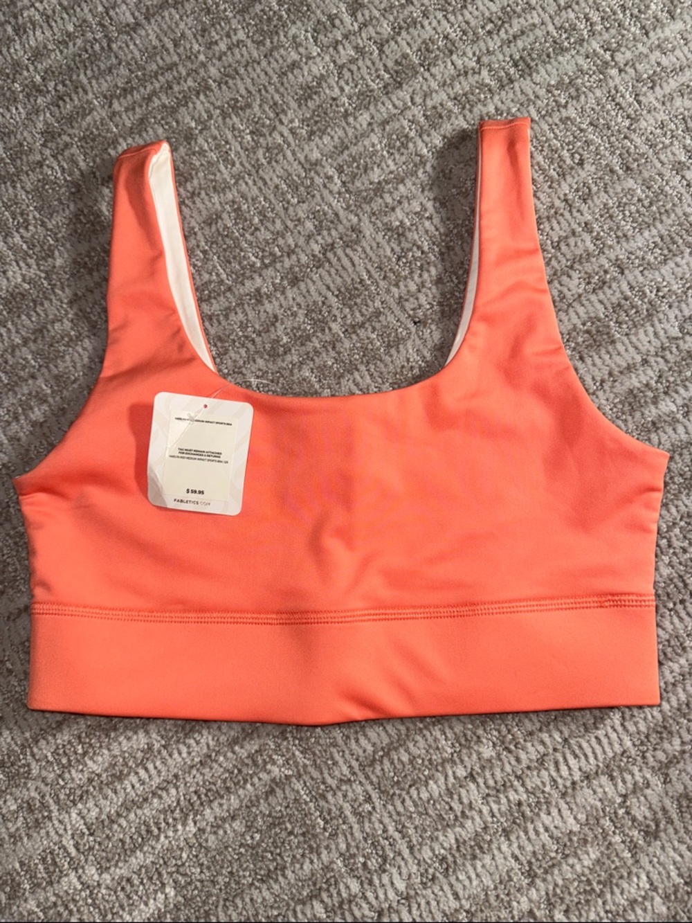 NEW Fabletics Harlyn Midi Medium Impact Sports Bra $59 size small coral gym